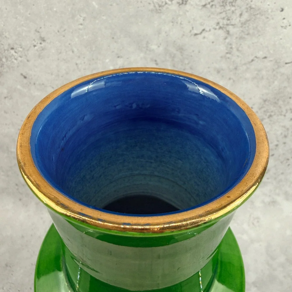 1960s Bitossi Thai Silk Soraya Blue Vase Aldo Londi Rosenthal Netter Italy 990